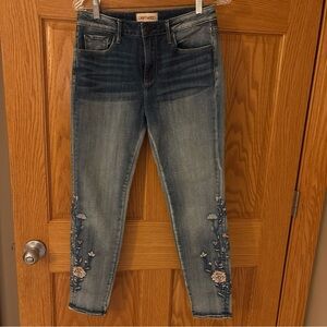 DRIFTWOOD Jackie High Rise Blue Floral Embroidered Skinny Jeans